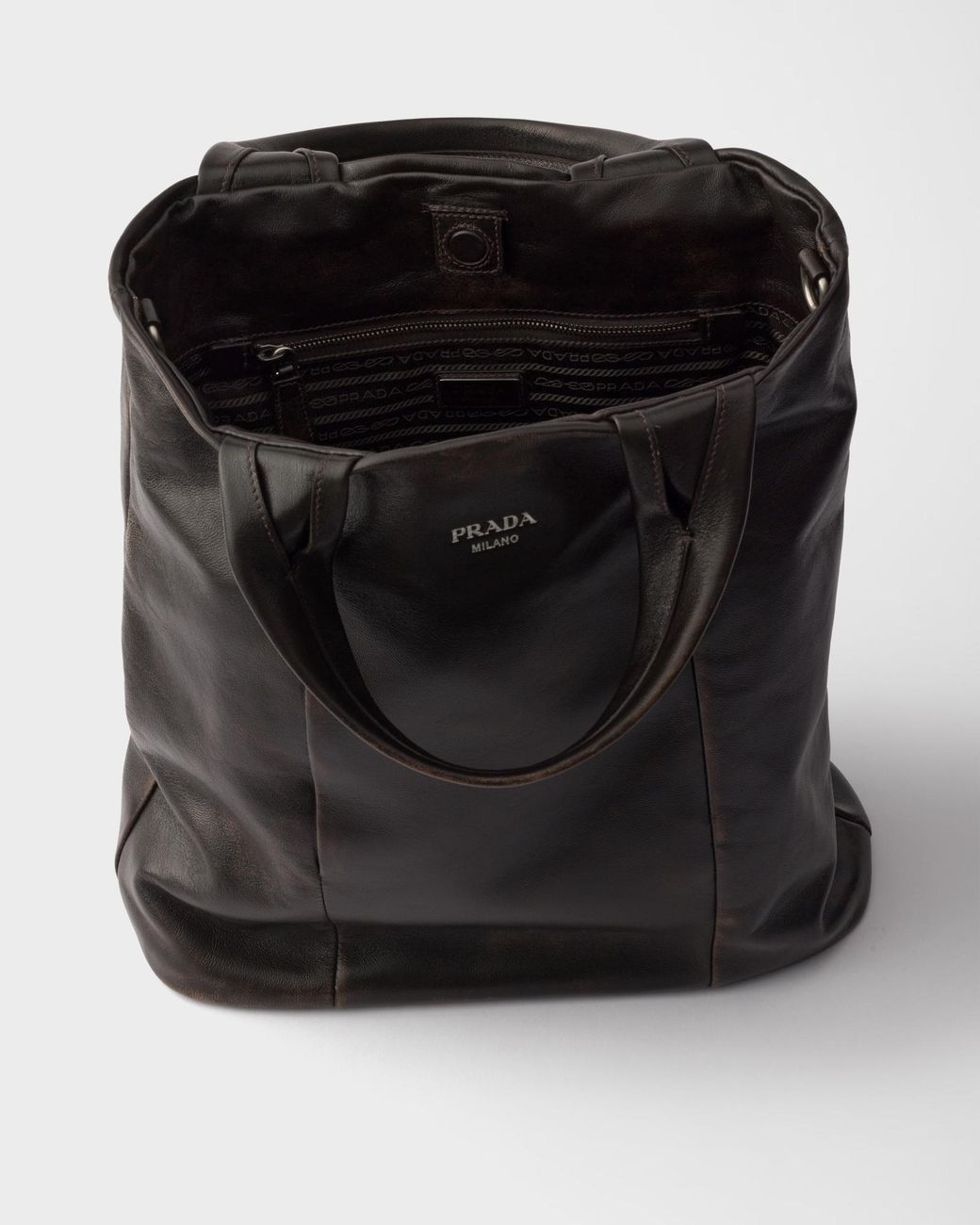 Prada Black Distressed Nappa Leather Tote Bag for men