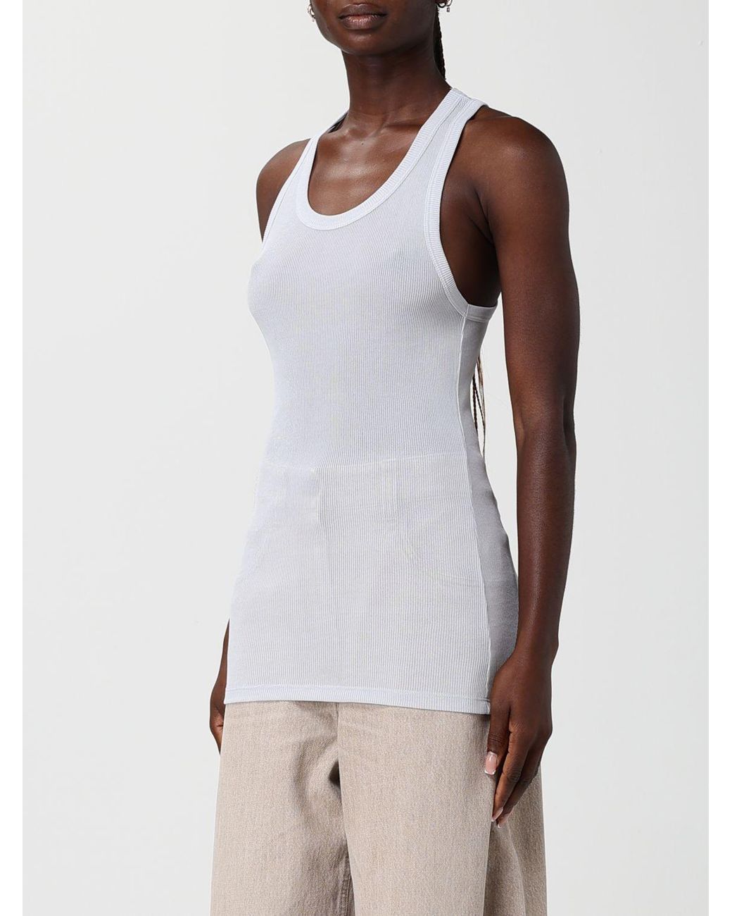 Acne White Ribbed Vest Top