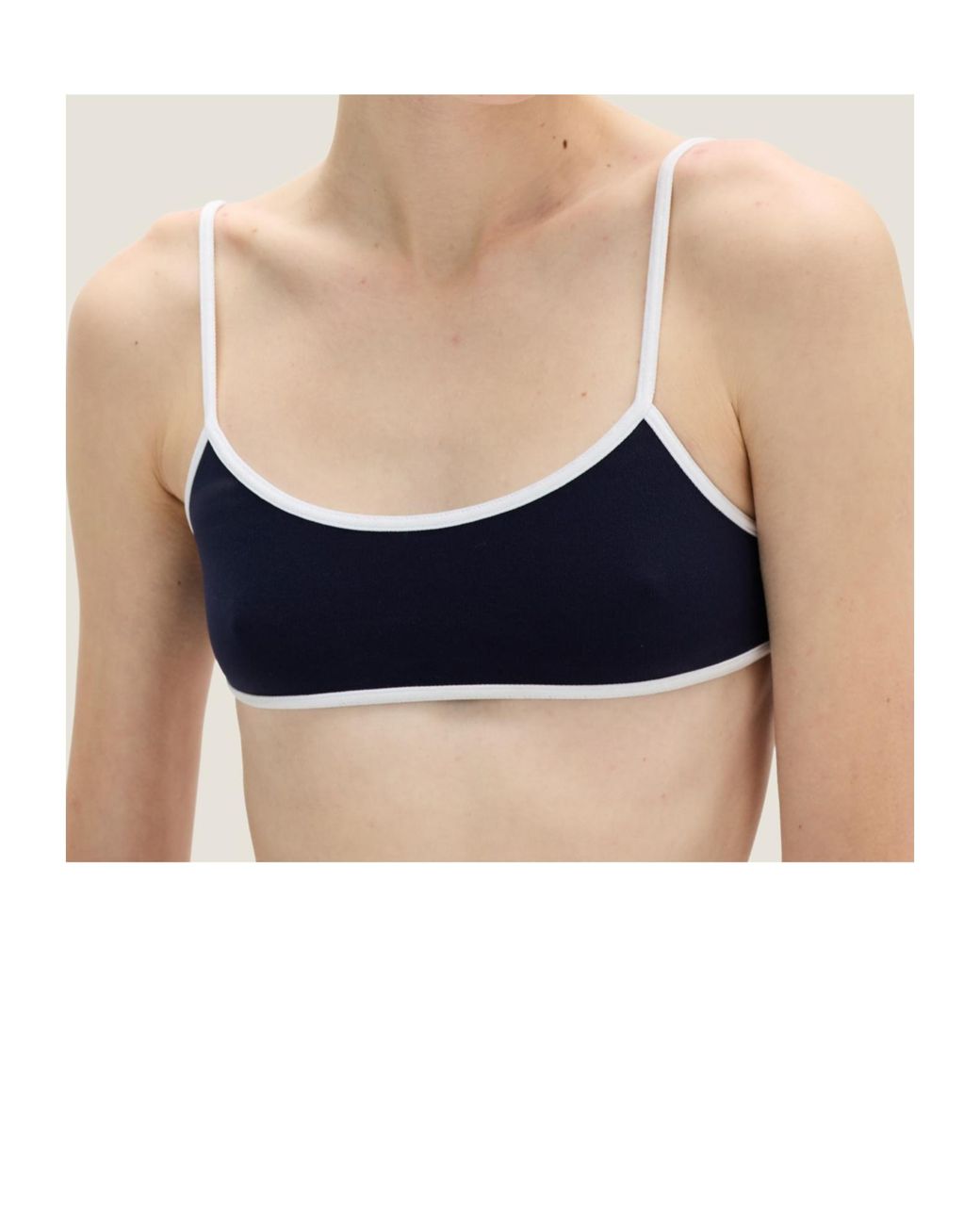 Miu Miu Blue Logo-Patch Technical-Knit Swimsuit Top