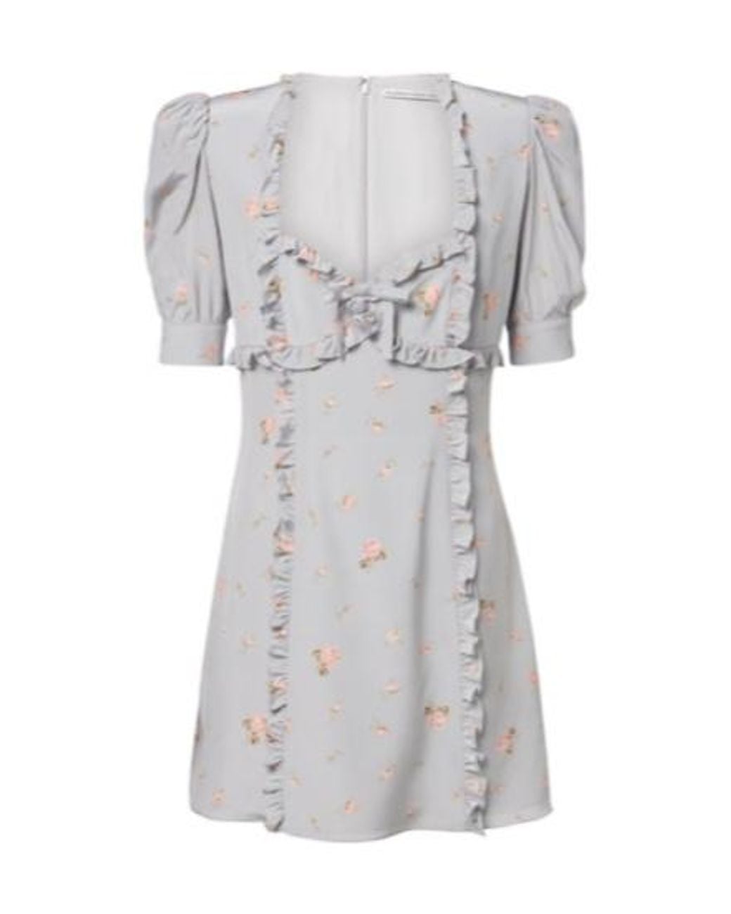 Alessandra Rich Gray Floral Silk Crêpe De Chine Minidress