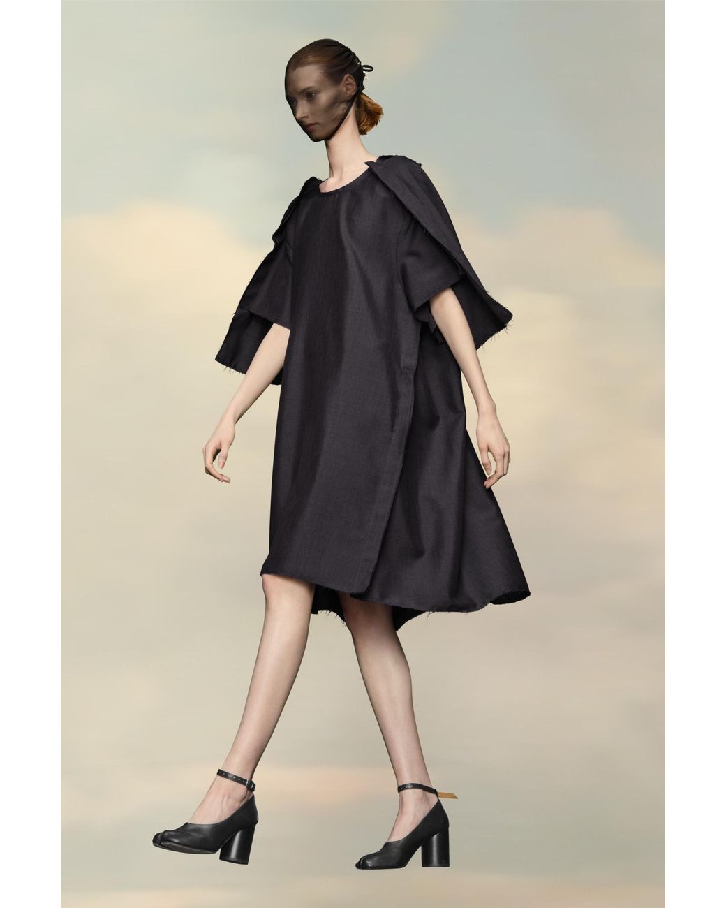 Maison Margiela Black Crewneck Frayed Edge Dress
