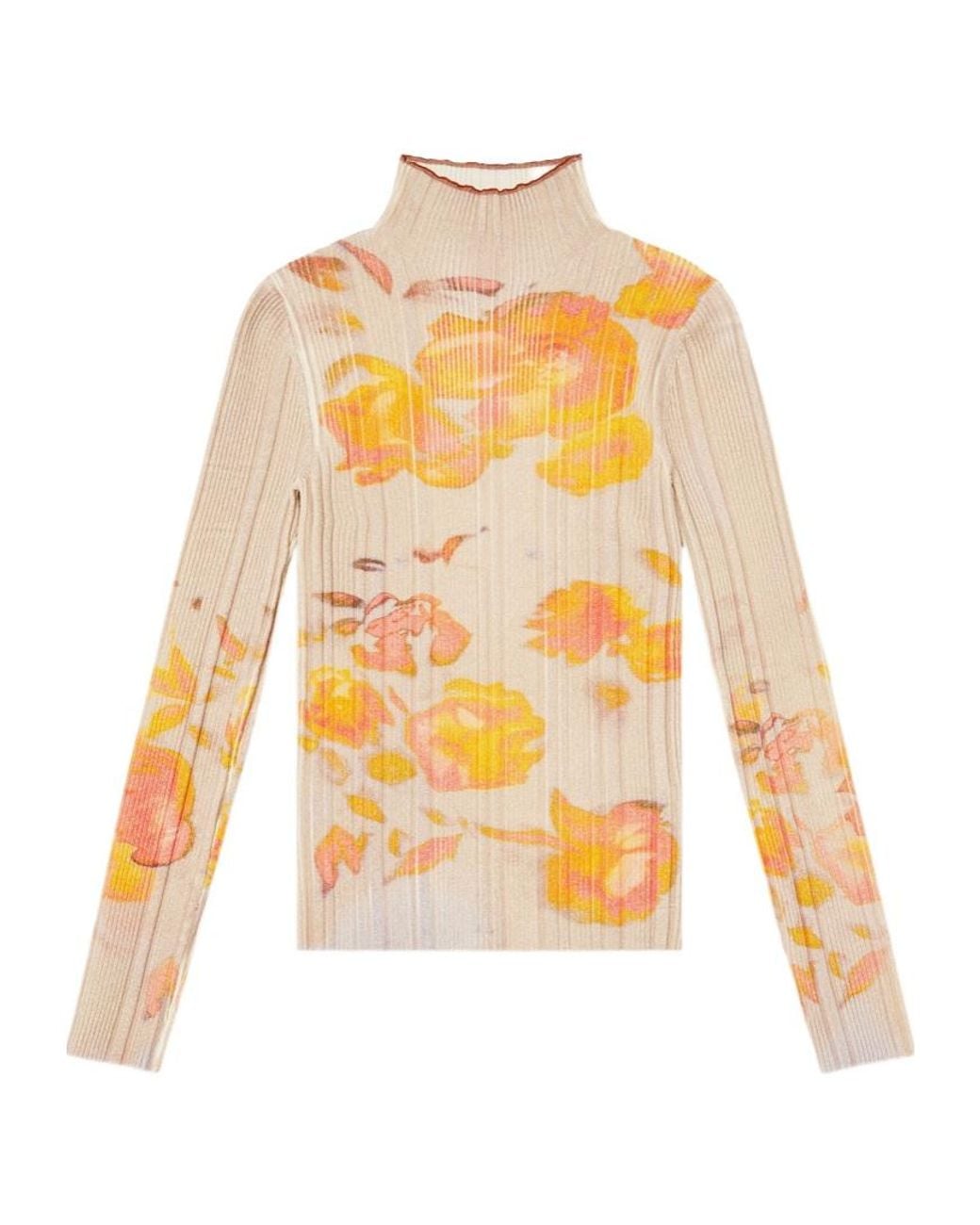DIESEL White Ioria Ribbed Printed Top