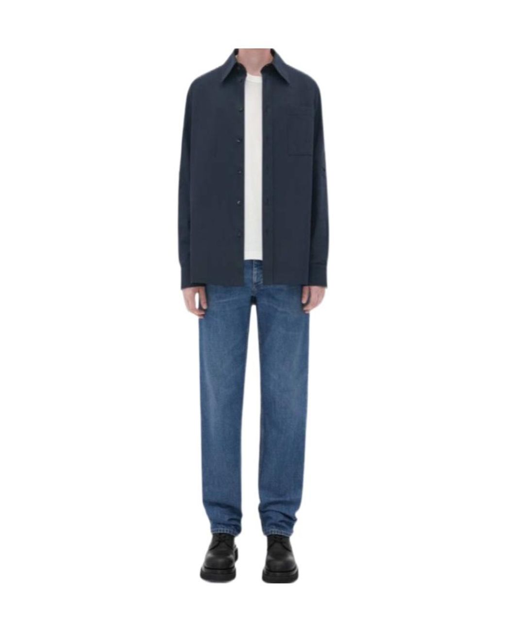 Bottega Veneta Blue Long Sleeved Buttoned Shirt for men
