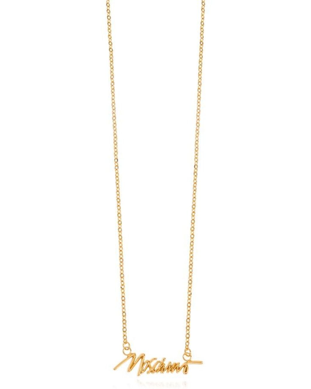 Moschino White Script Logo Necklace