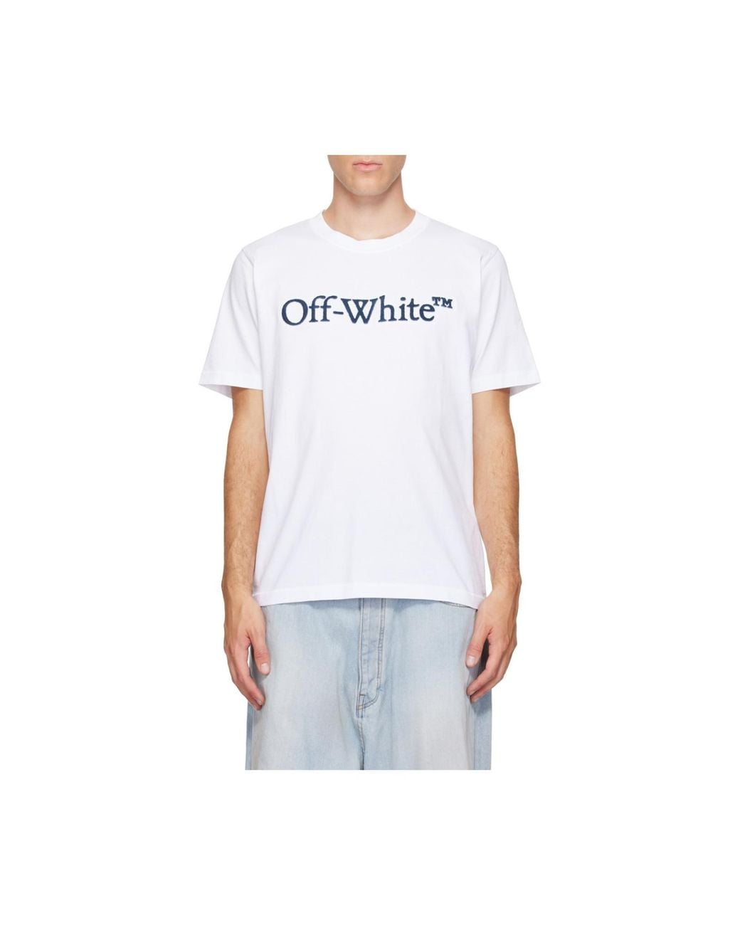 Off-White c/o Virgil Abloh White Logo Printed Crewneck T-Shirt for men