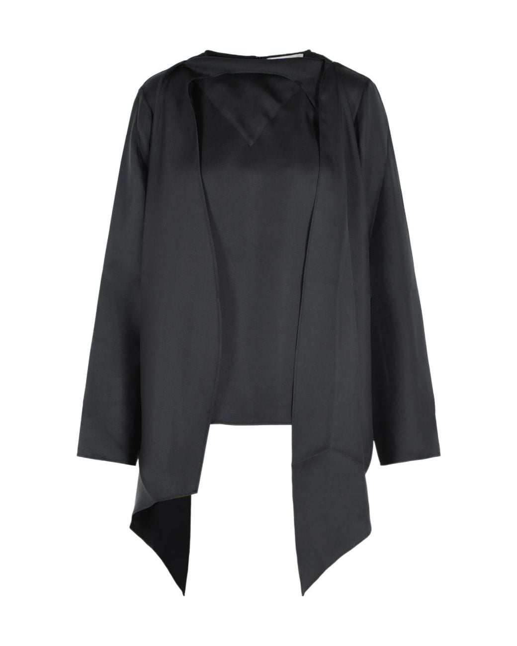 Loulou de Saison Black Gala Satin Twill Scarf Top