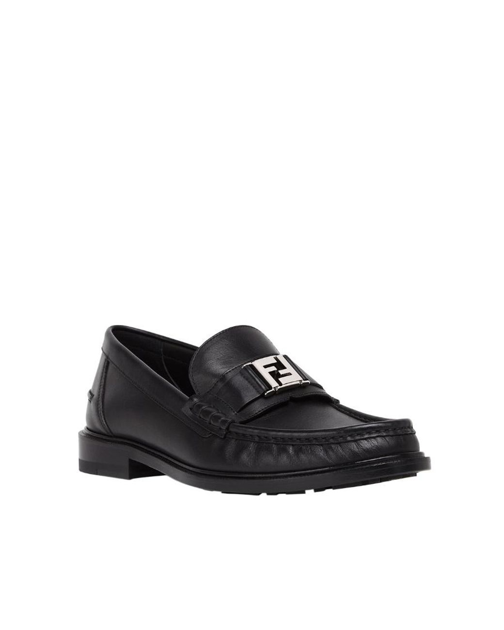 Fendi Black Ff Squared Loafers for men