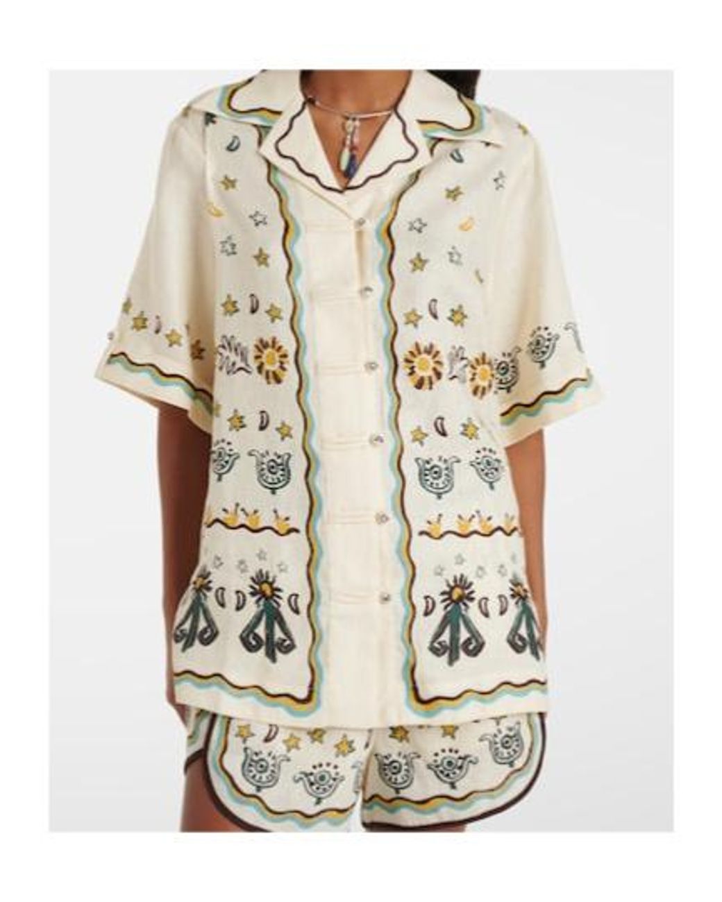 ALÉMAIS Metallic Antoinette Printed Linen Shirt