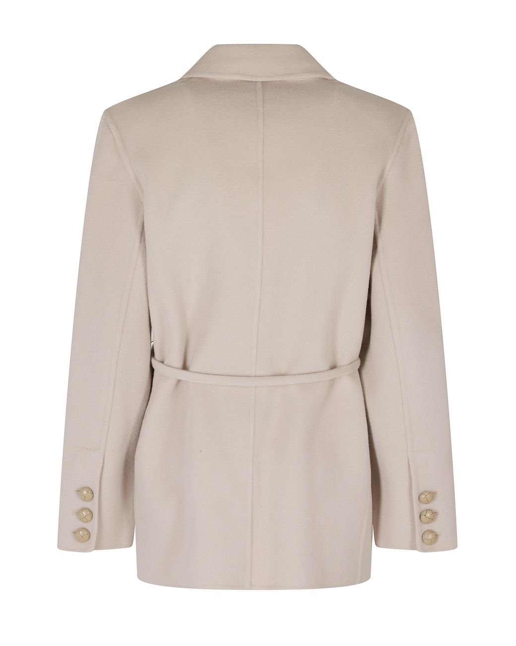Semicouture Natural Belted Wool Coat