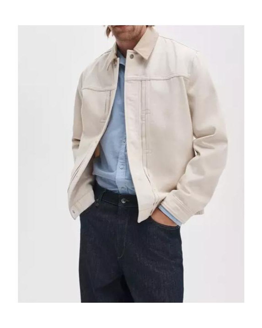 Rag & Bone White Contrast Collar Denim Jacket for men