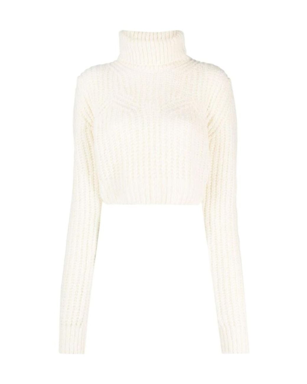 DSquared² White Roll-Neck Cropped Jumper