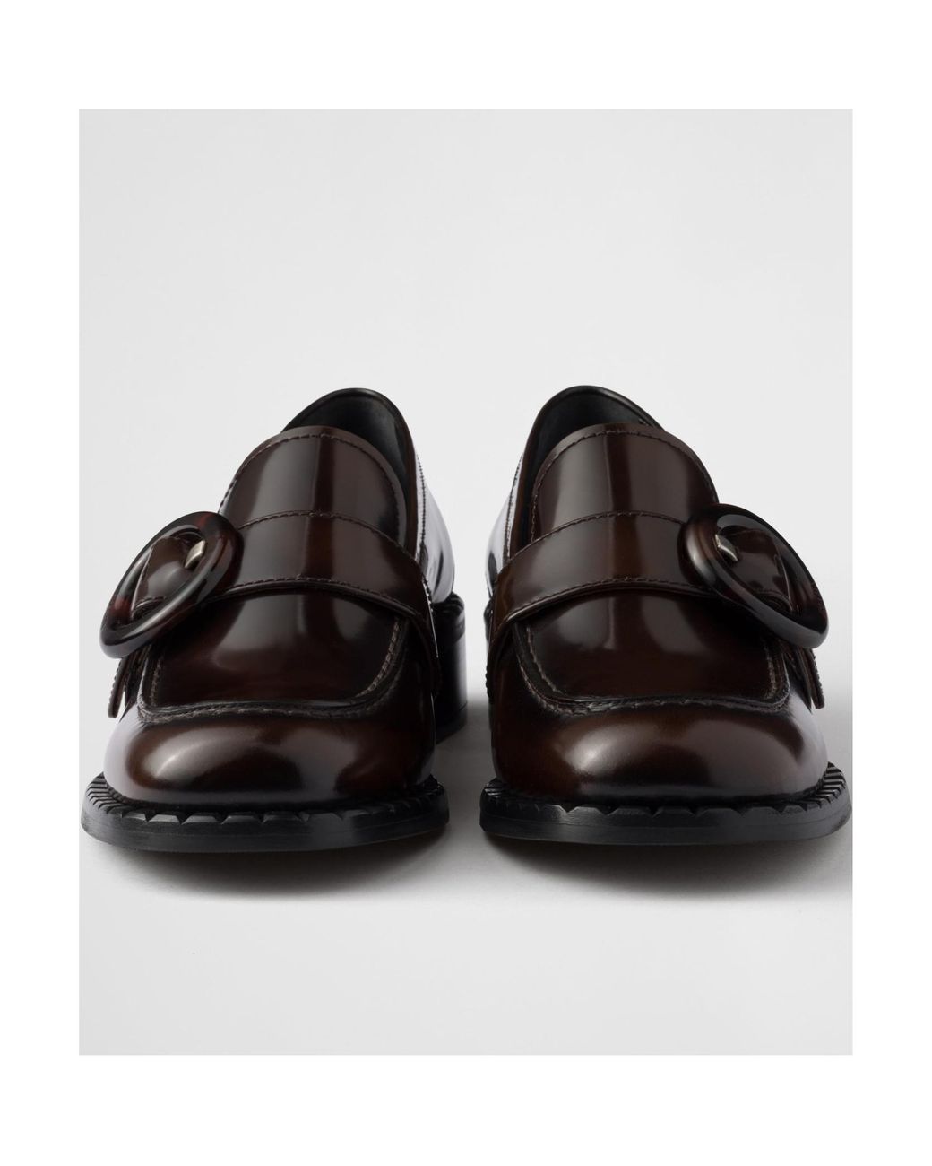 Prada Black Logo-Engraved Buckled Loafers