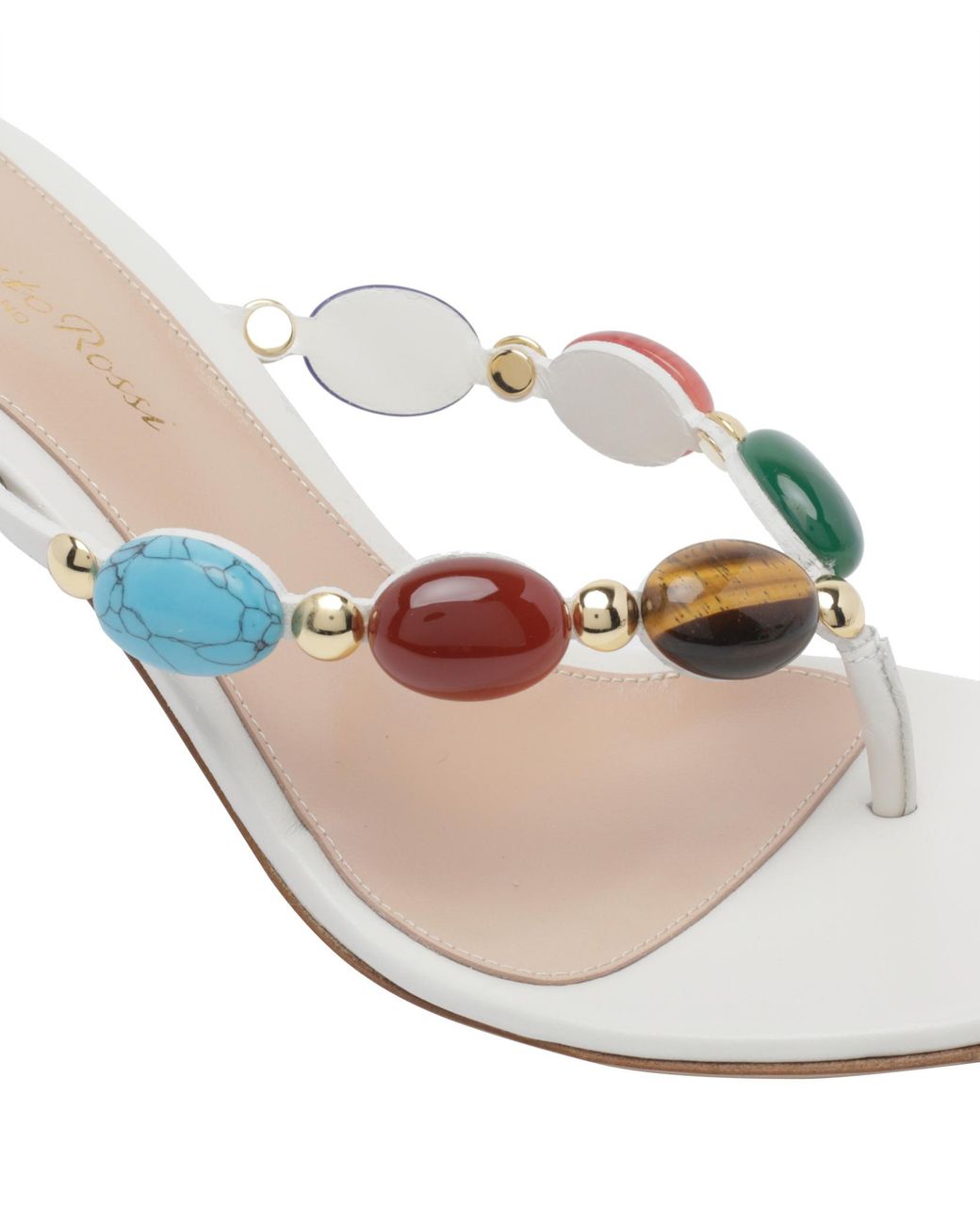 Gianvito Rossi White Shanti Embellished Heeled Sandals