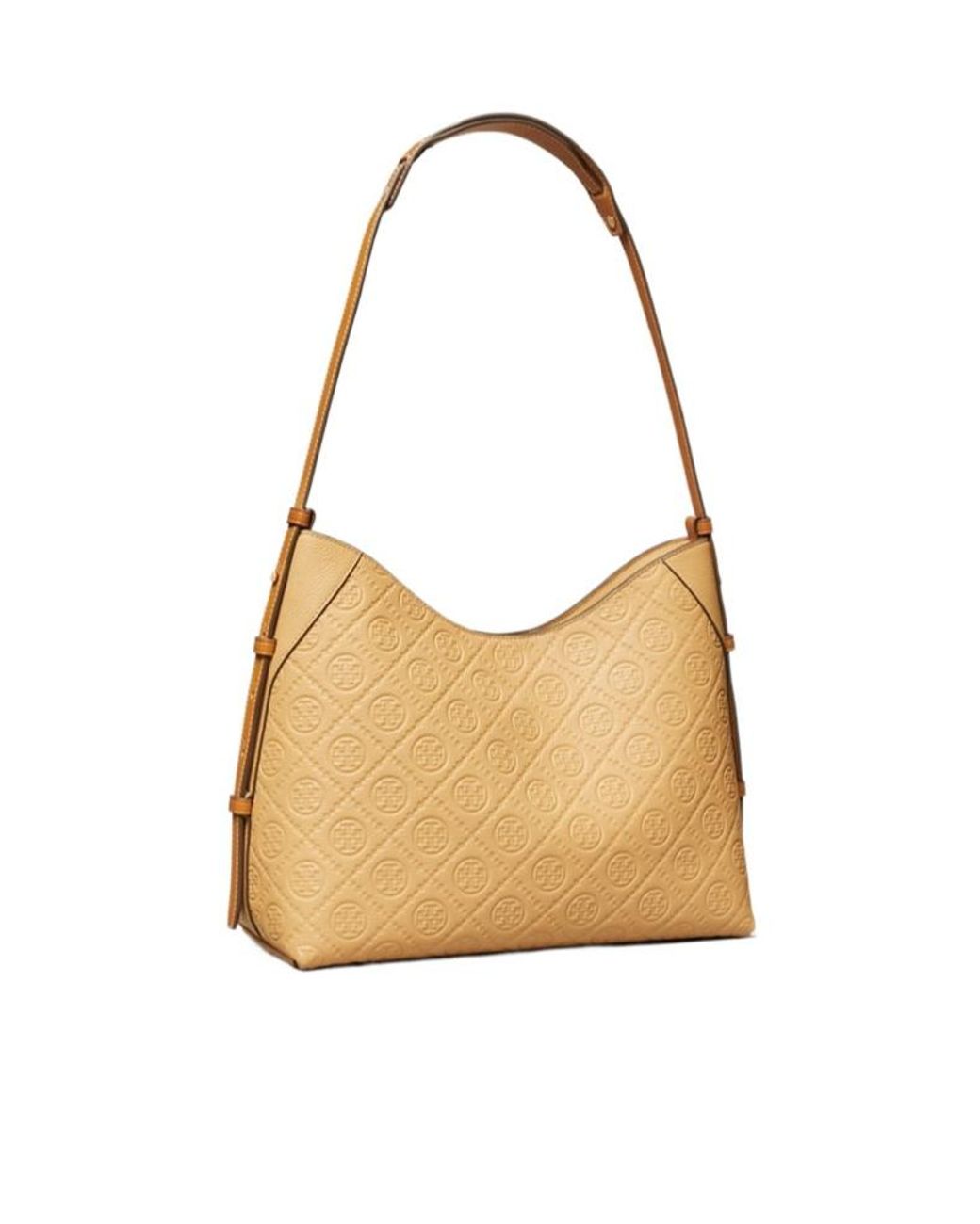 Tory Burch Natural T Monogram Pebble Messenger
