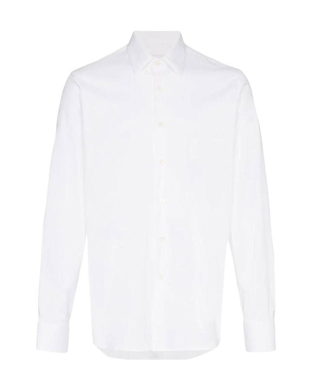Prada White Long Sleeved Buttoned Shirt for men