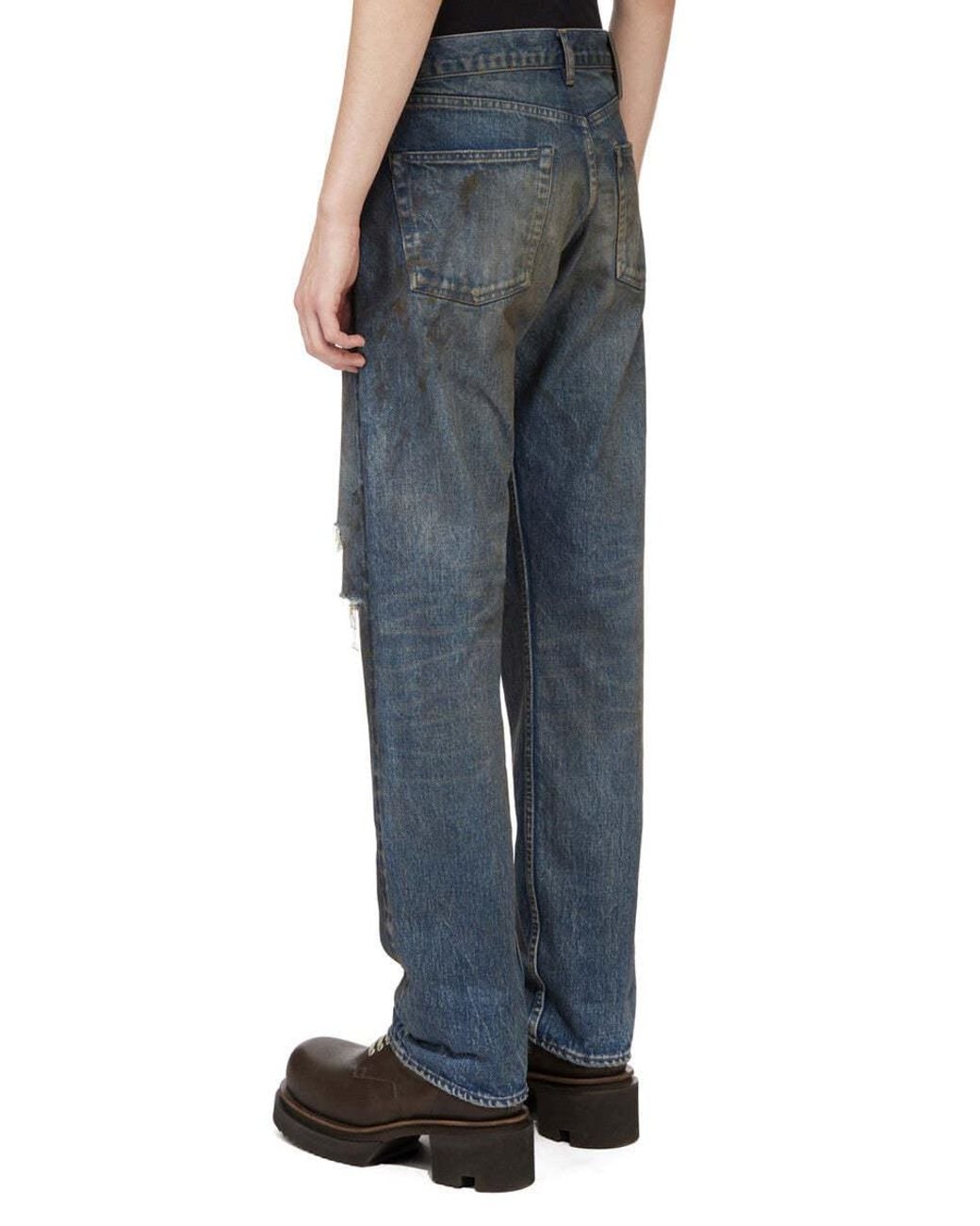 Rick Owens Blue Distressed Jeans for men