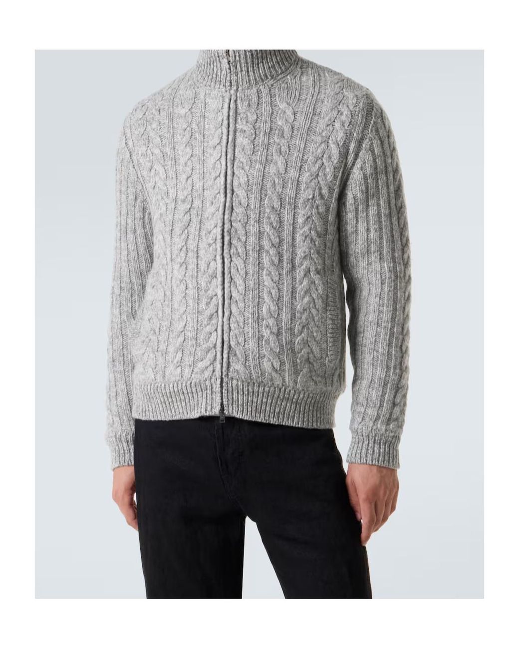 Herno Gray Cable-Knit Casual Jacket for men