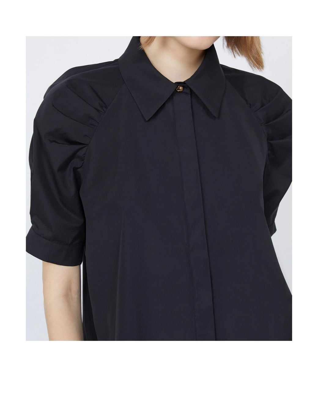 Max Mara Blue Mstamore Ruched-Sleeve Shirt