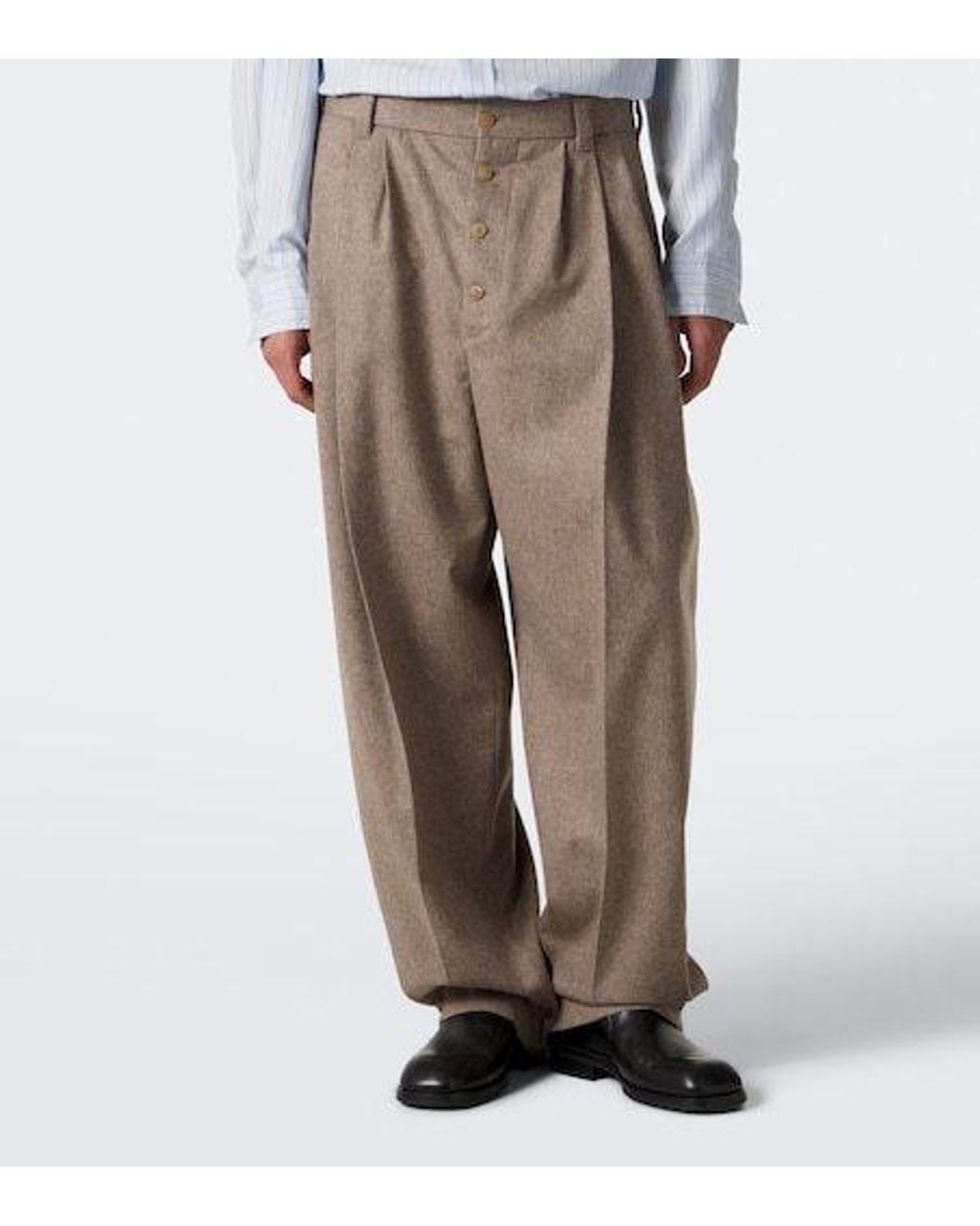 Jacquemus Brown Fernando Virgin Wool Barrel-Leg Pants for men