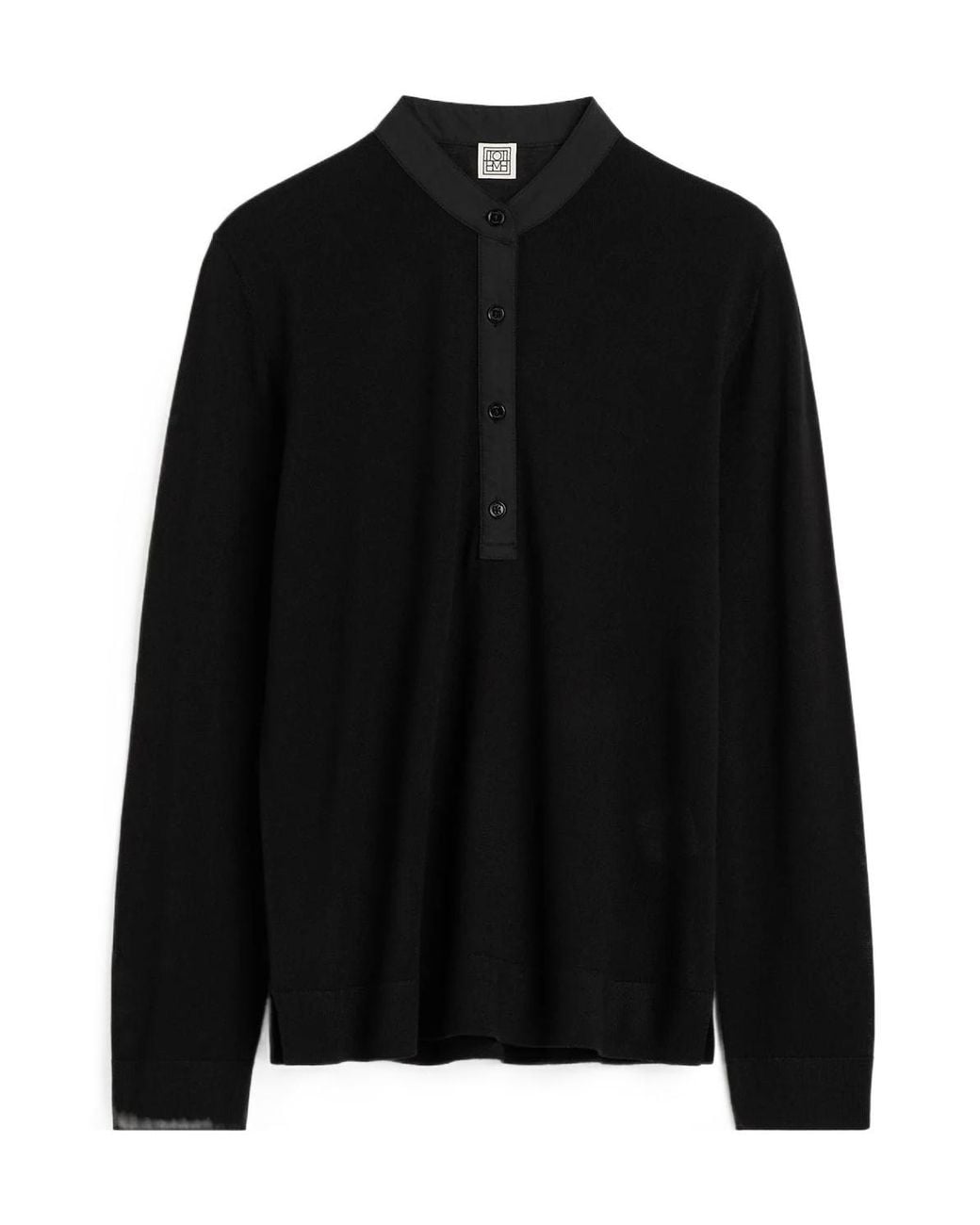Totême Black Button-Placket Sweater