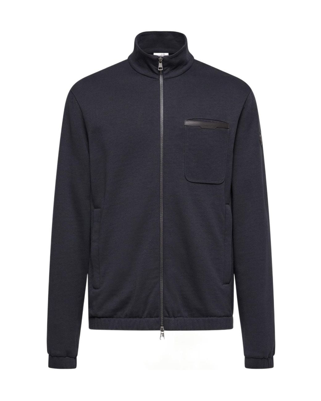 Moncler Blue Zip-Up Pocket Sweatshirt for men