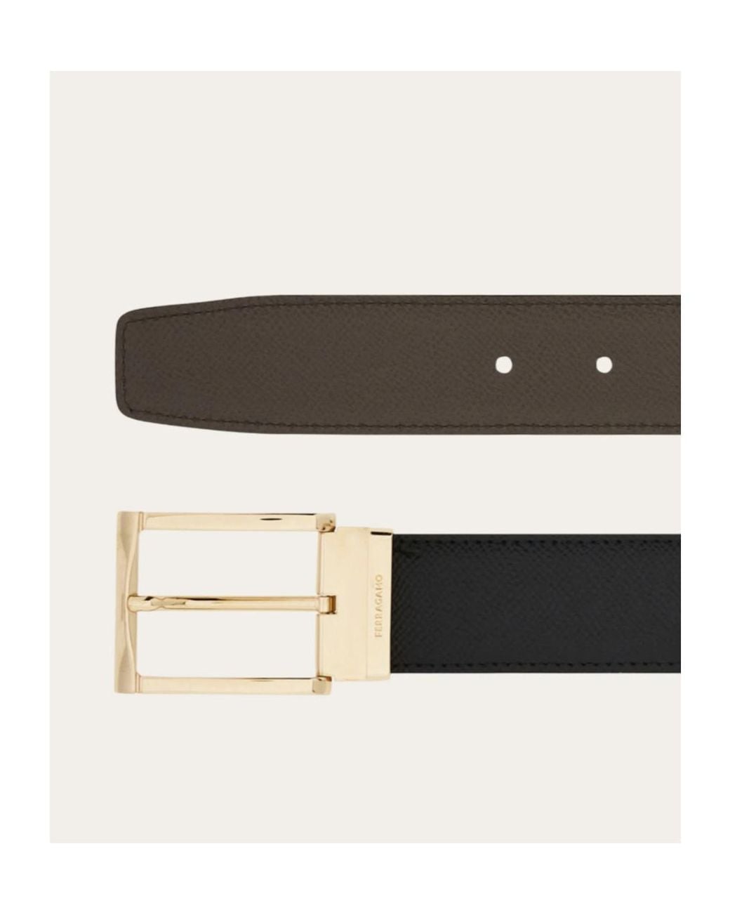Ferragamo White Gancini Reversible Leather Belt for men