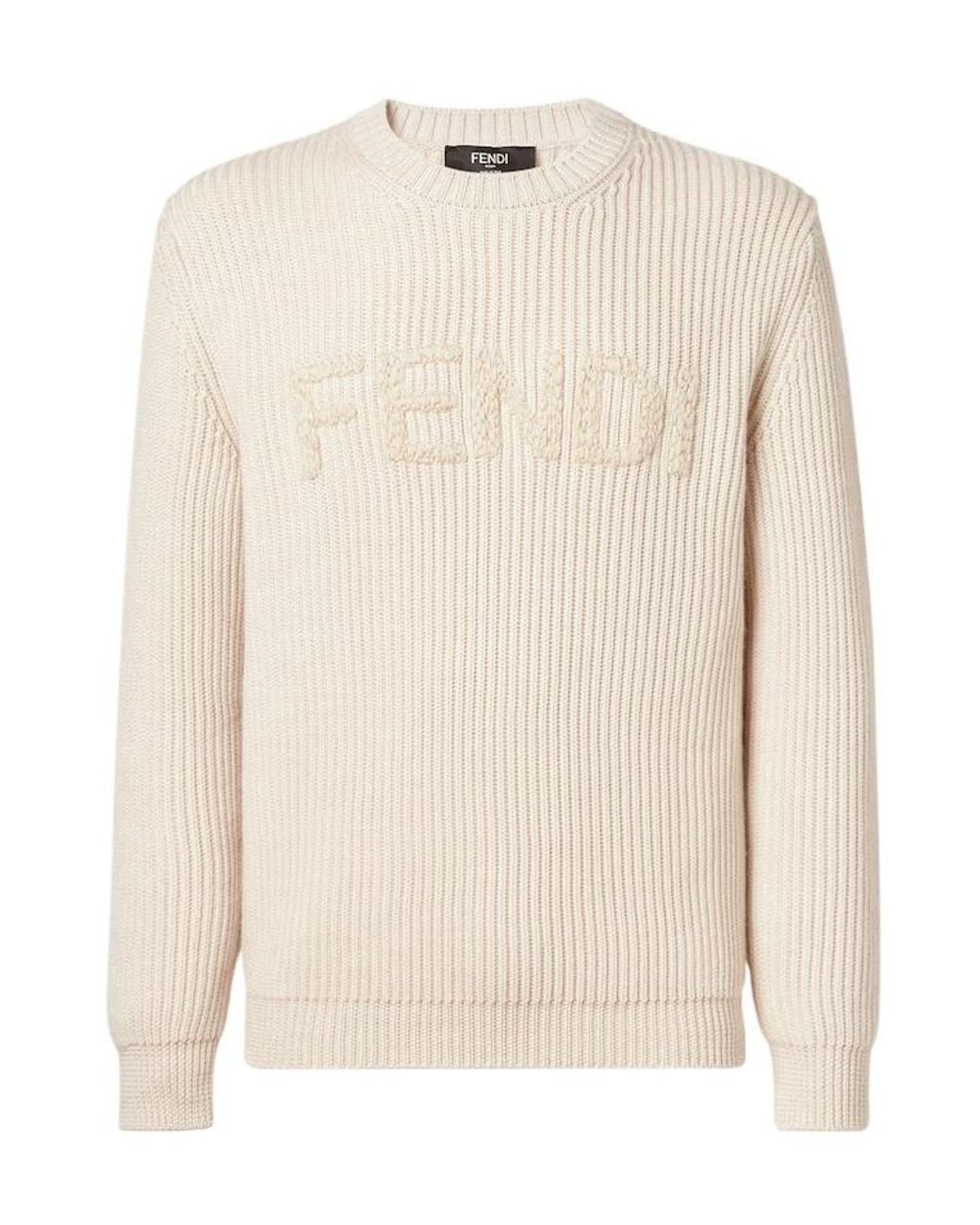 Fendi Natural Logo Lettering Crewneck Jumper for men