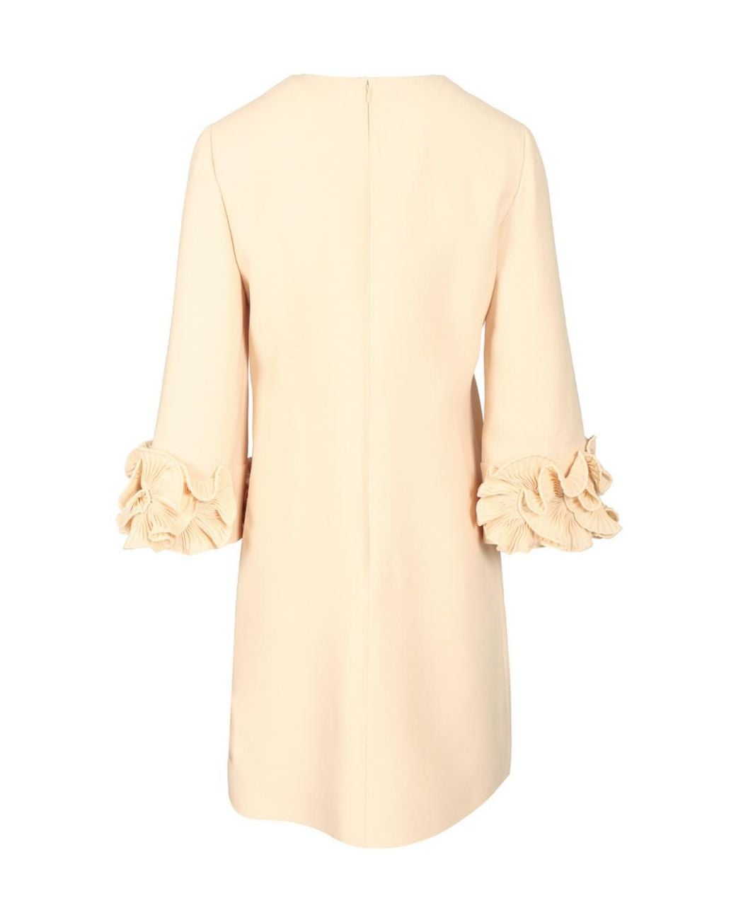 Valentino Natural Crepe Couture Floral Detailed Mini Dress