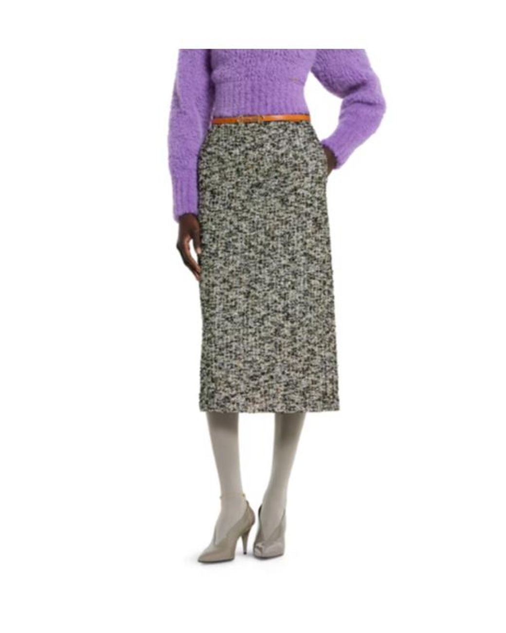 Gucci Gray Laminated Bouclé Skirt