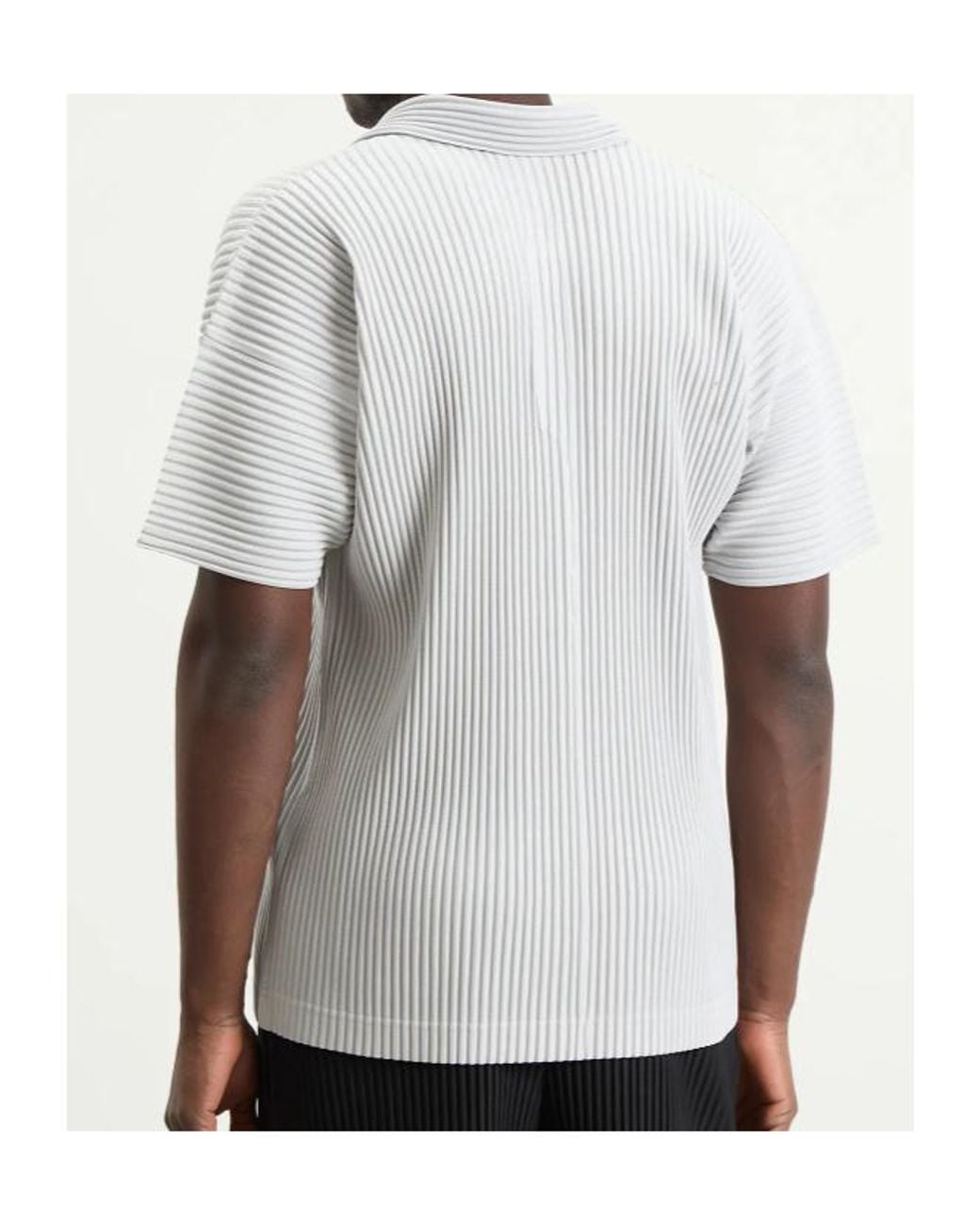 Homme Plissé Issey Miyake White Homme Plissé Issey Miyake Pleated Polo Shirt for men