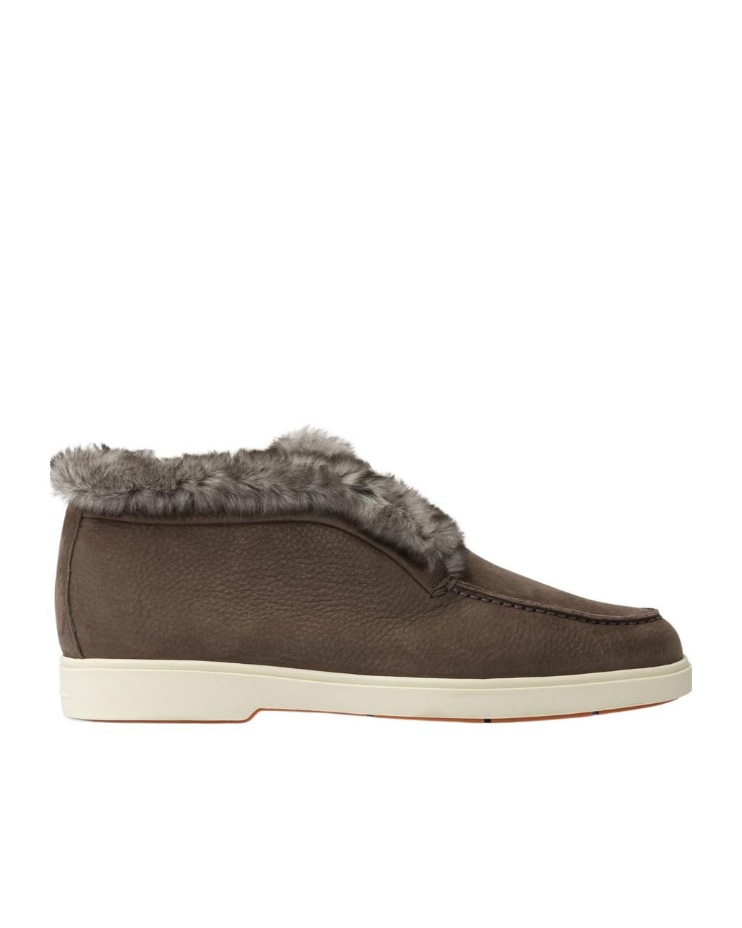 Santoni Brown Fortune Shearling Flat Shoes