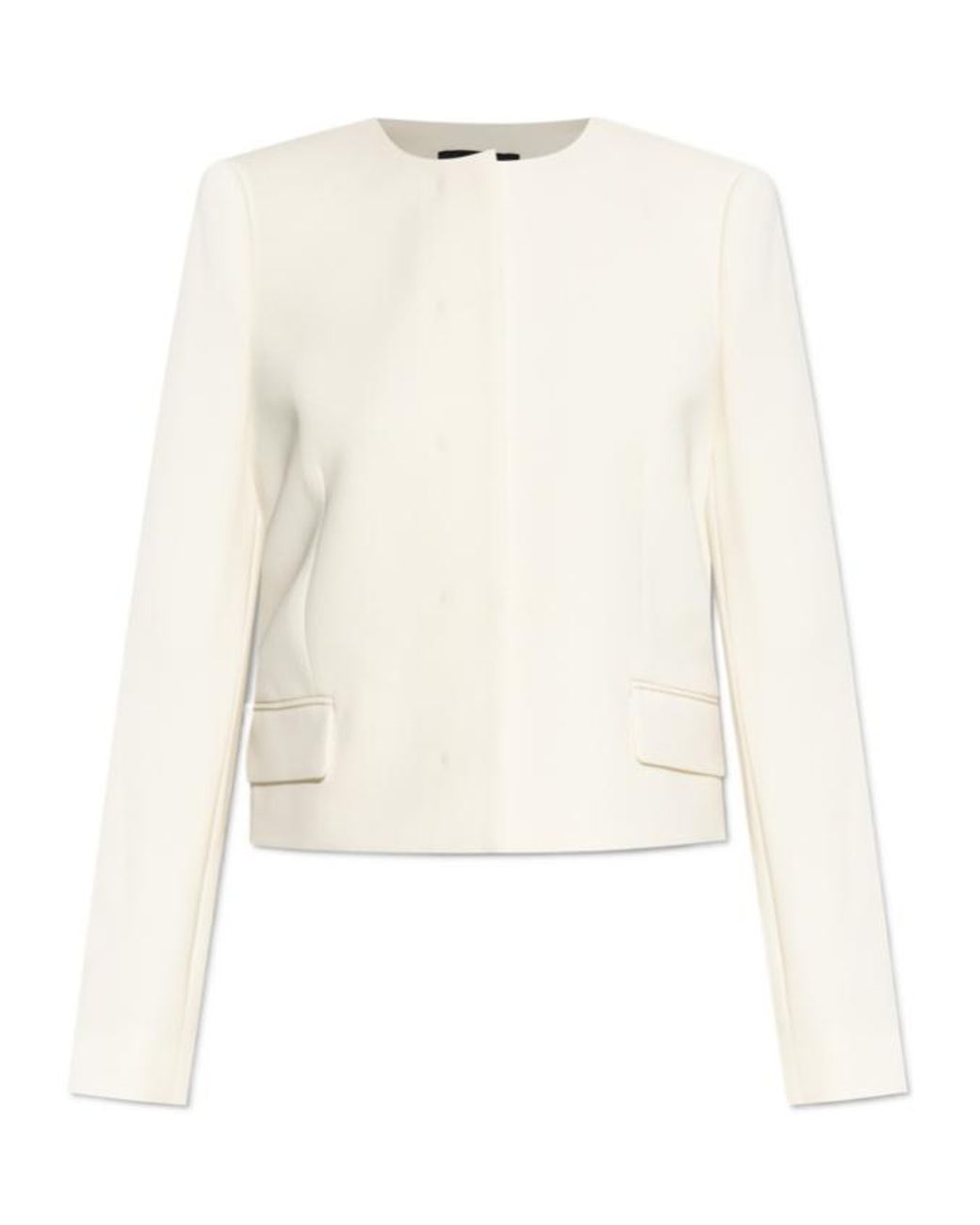 Theory White Crewneck Straight Hem Cropped Blazer