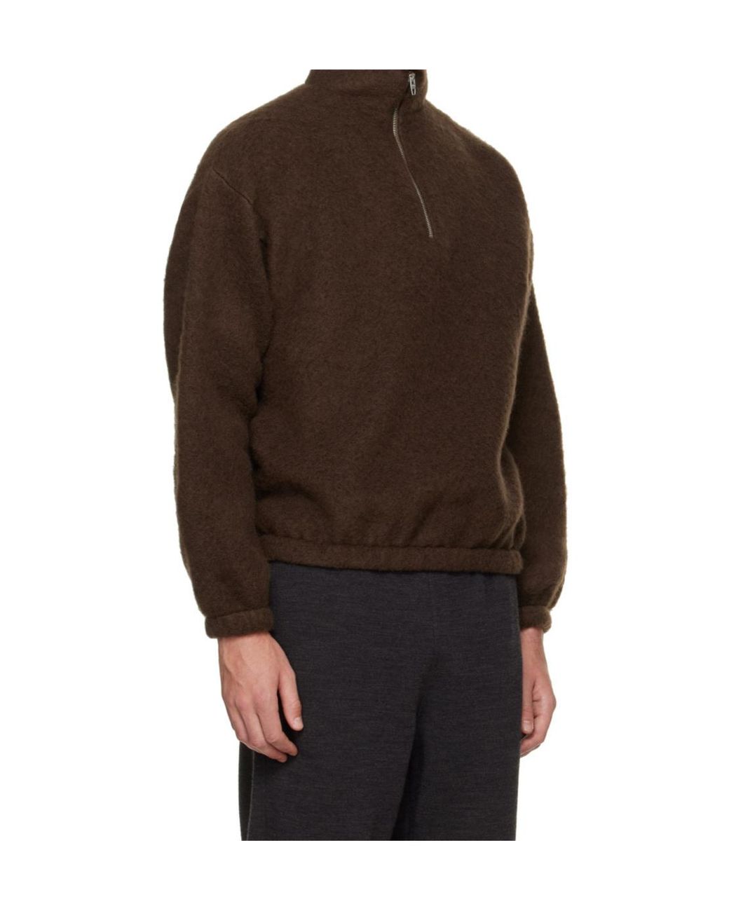 Jil Sander Brown Quarter-Zip Wool-Blend Sweater for men