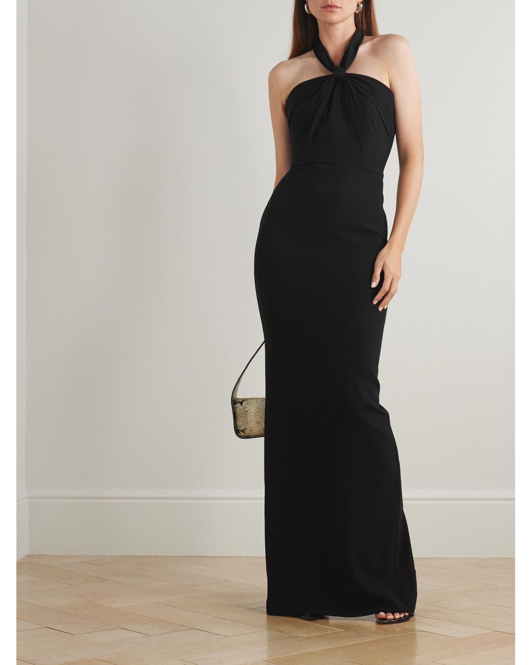 Alex Perry Black Crepe Halterneck Gown