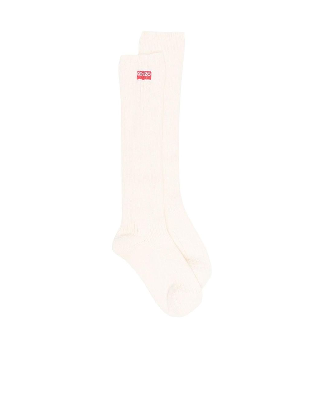 KENZO White Logo-Patch Ribbed-Knit Ankle Socks