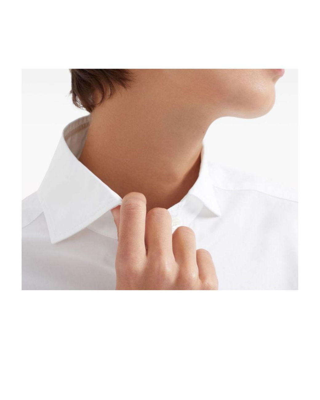 Brunello Cucinelli White Long-Sleeved Button-Up Shirt