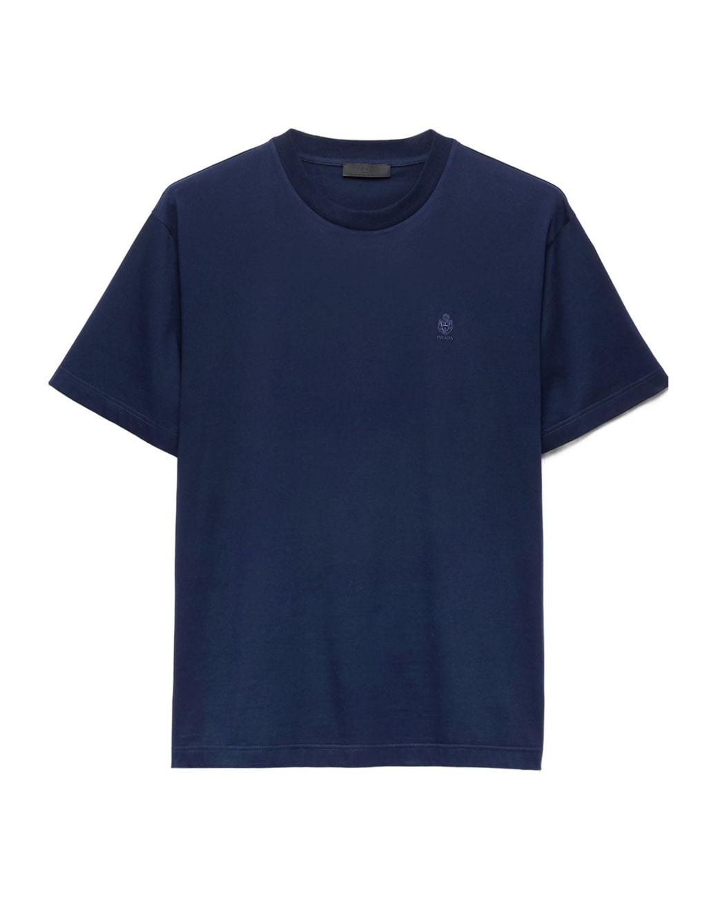 Prada Blue Logo Detailed Crewneck T-Shirt for men