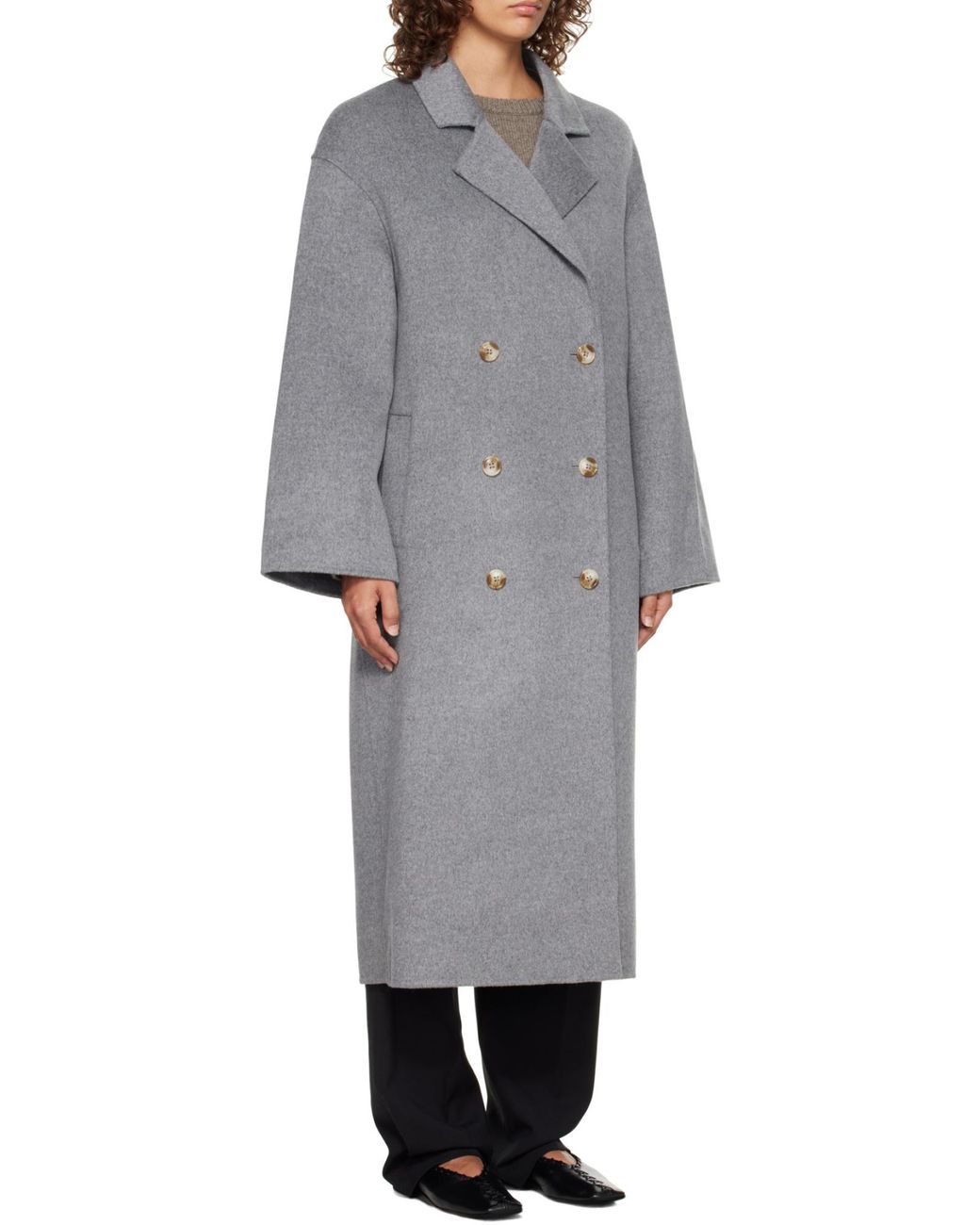 Loulou de Saison Gray Borneo Double-Breasted Coat