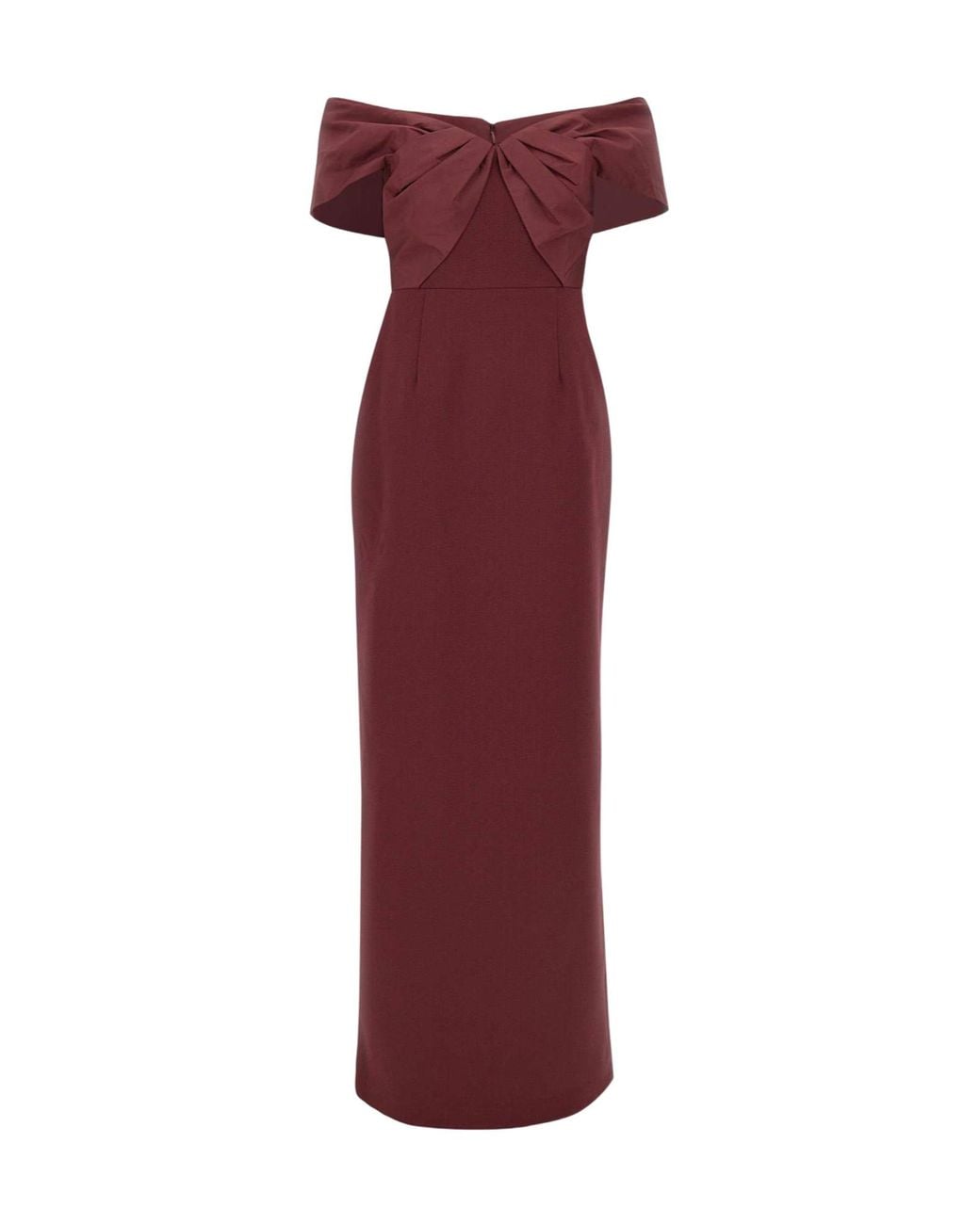 Rebecca Vallance Red Cava Long Off-Shoulder Dress
