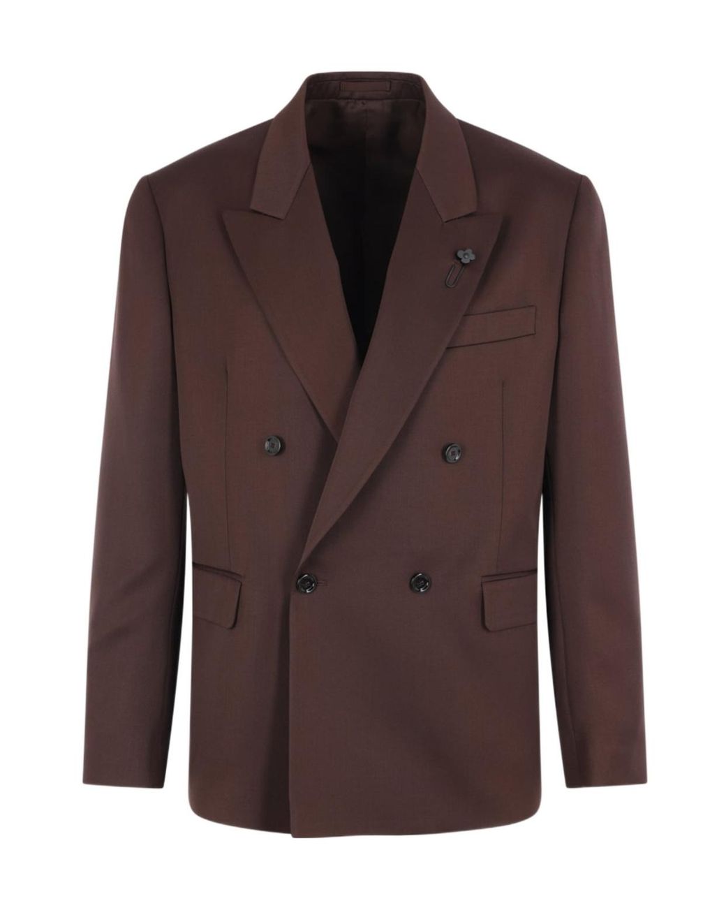 Lardini Brown Double Breasted Long Sleeved Jacket for men