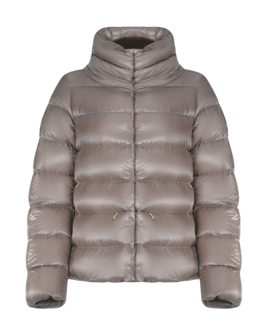 Herno Gray Quilted High-Neck Down Jacket