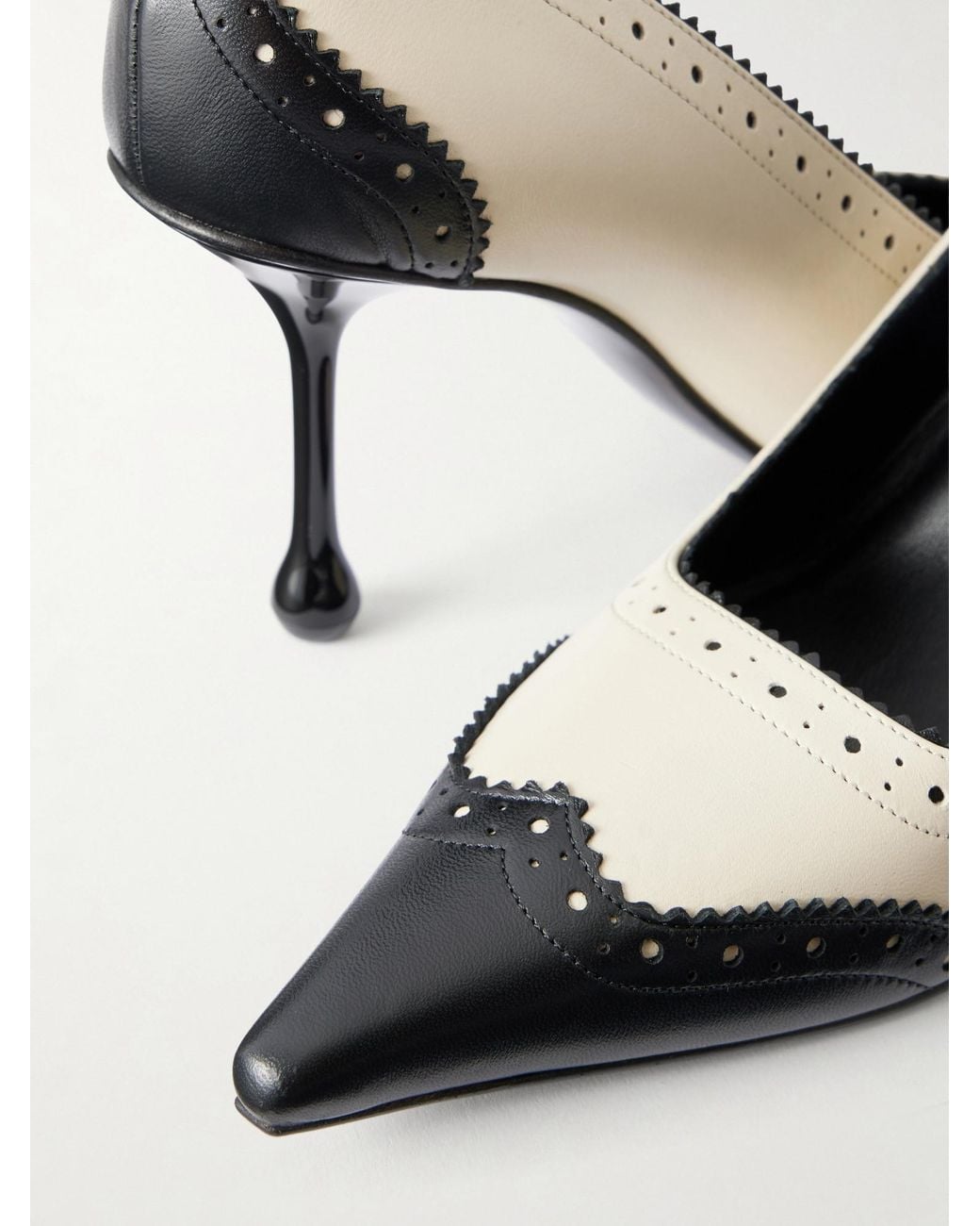 Jimmy Choo White Two-Tone Leather Pumps