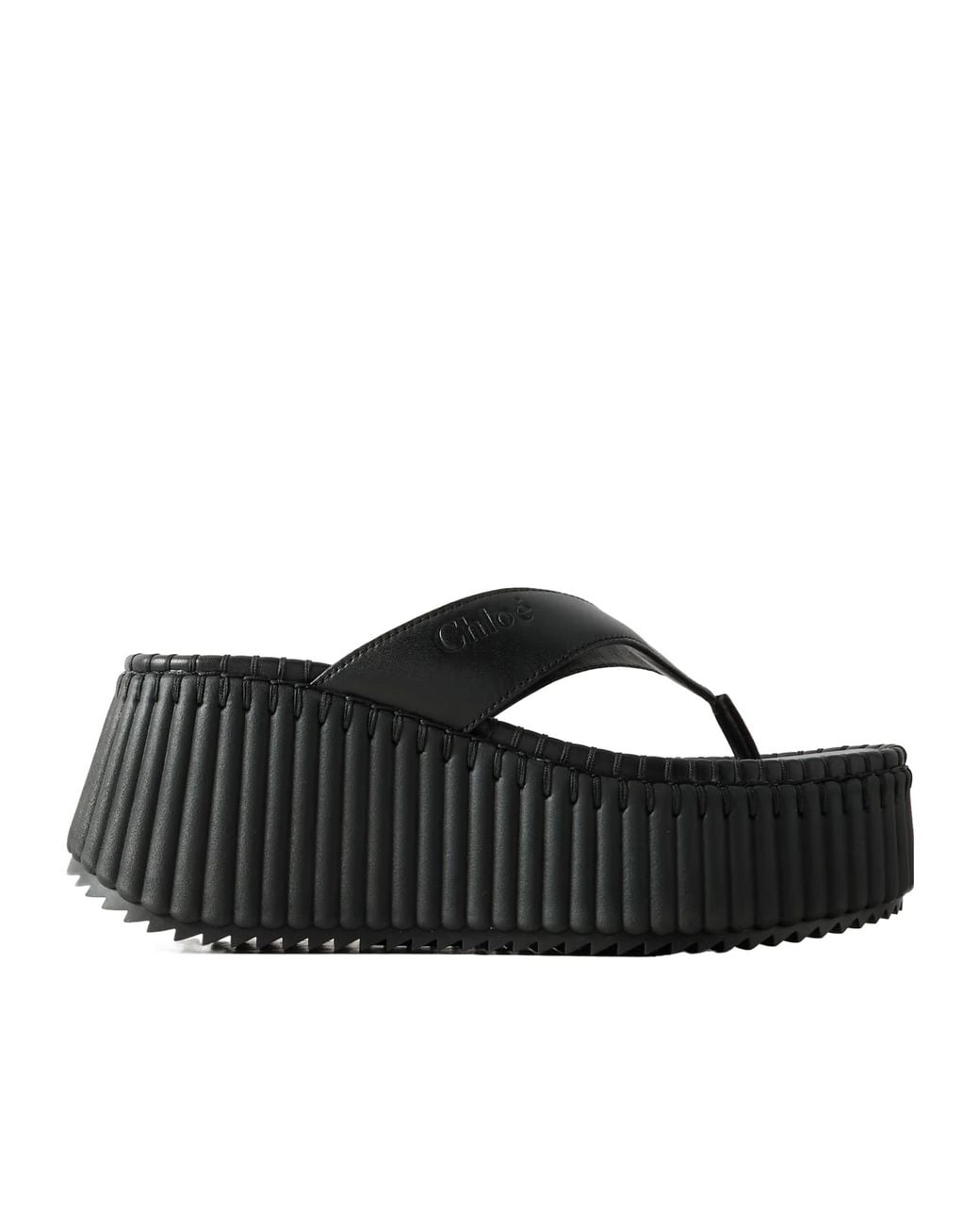 Chloé Black Platform Flip Flops