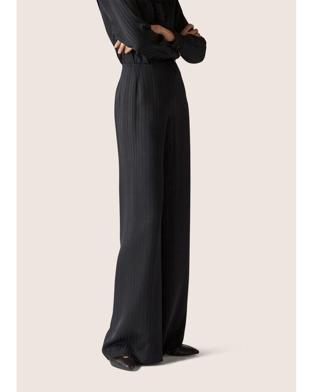 Loro Piana Black Dresden Wide-Leg Trousers
