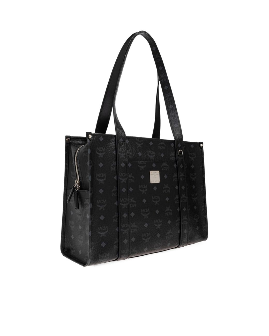 MCM Black Aren Monogram Large Tote Bag