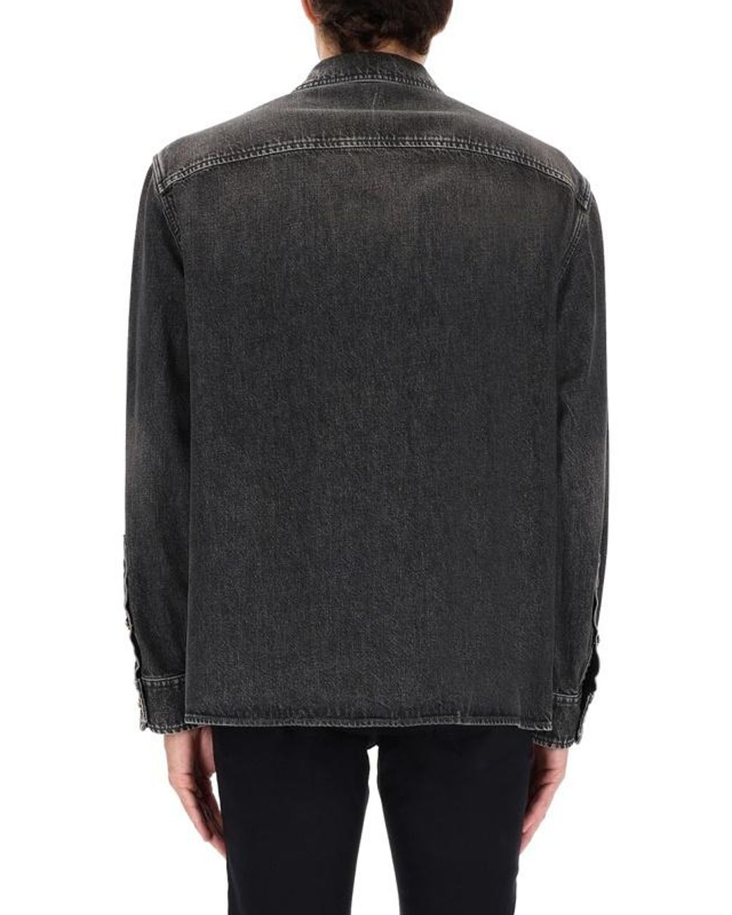 Versace Black Zip-Up Denim Jacket for men