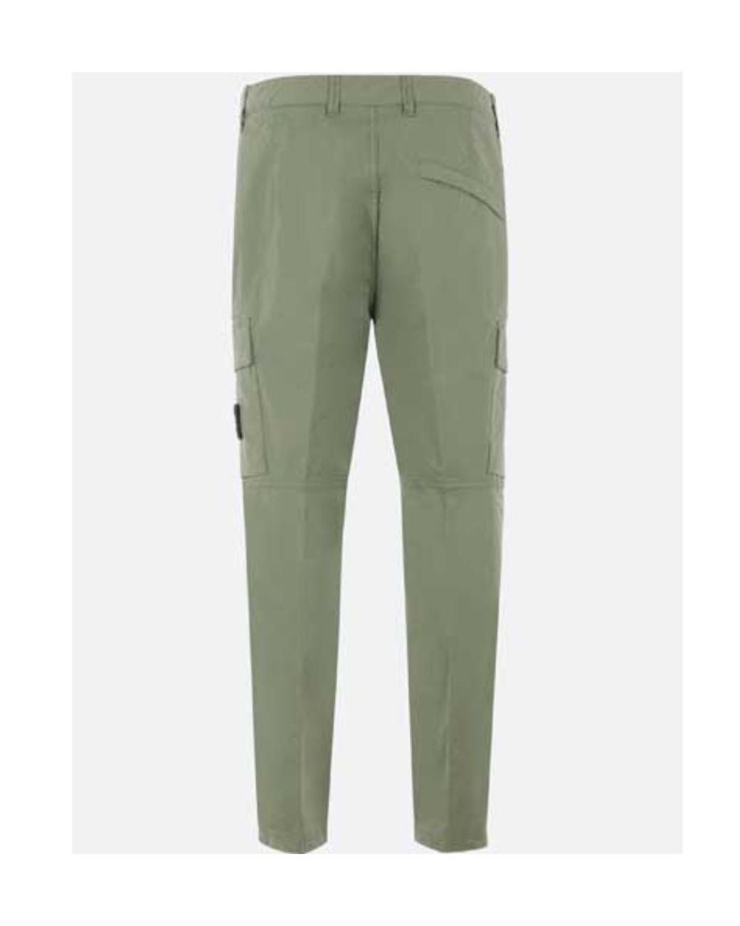 Stone Island Green Logo Patch Cargo Pants for men