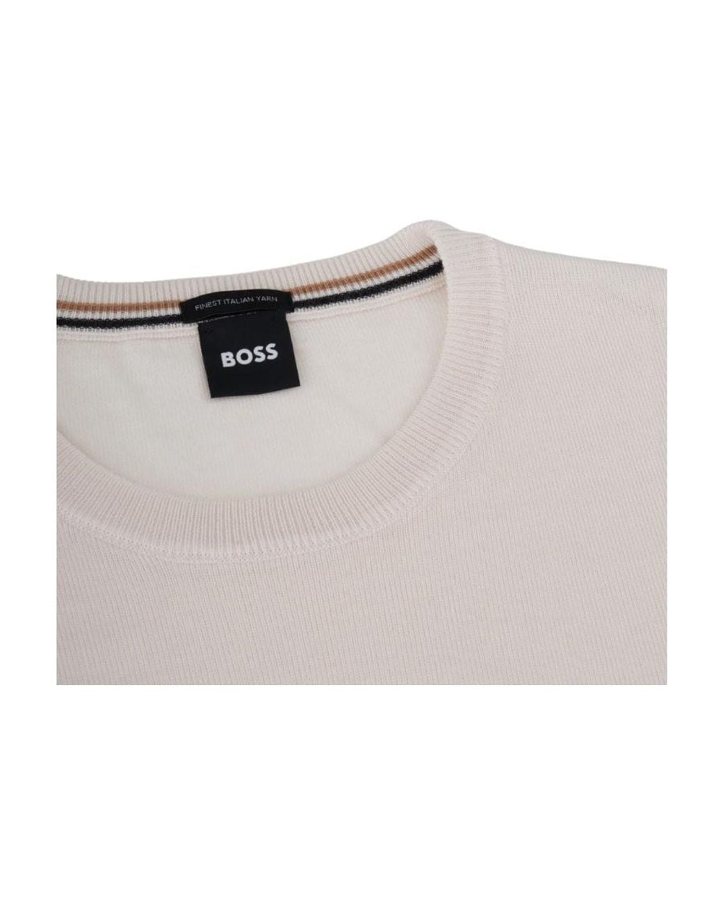 Boss White Logo-Embroidered Cotton Jumper for men