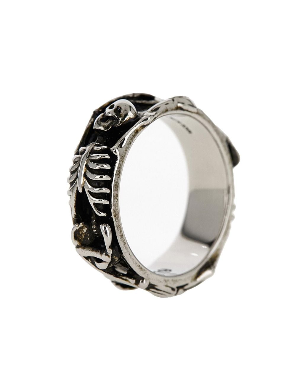 McQueen White Dancing Skeleton Ring for men