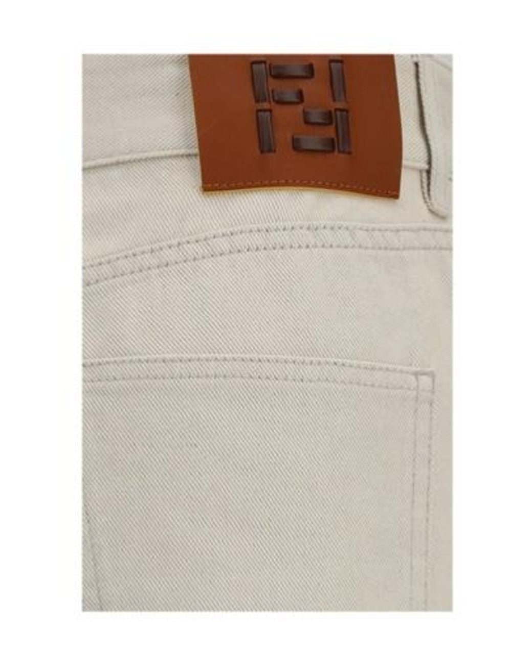 Fendi White Logo Detailed Straight-Leg Jeans
